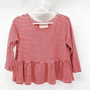 We The Free red striped tan peplum boxy shirt bohemian Gypsy hippie casual